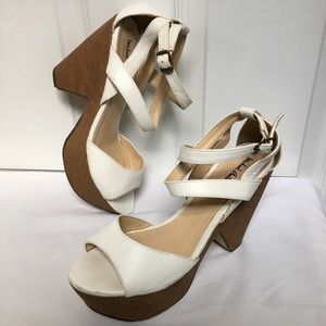 Platform “wood” heeled straps sandal sz 9